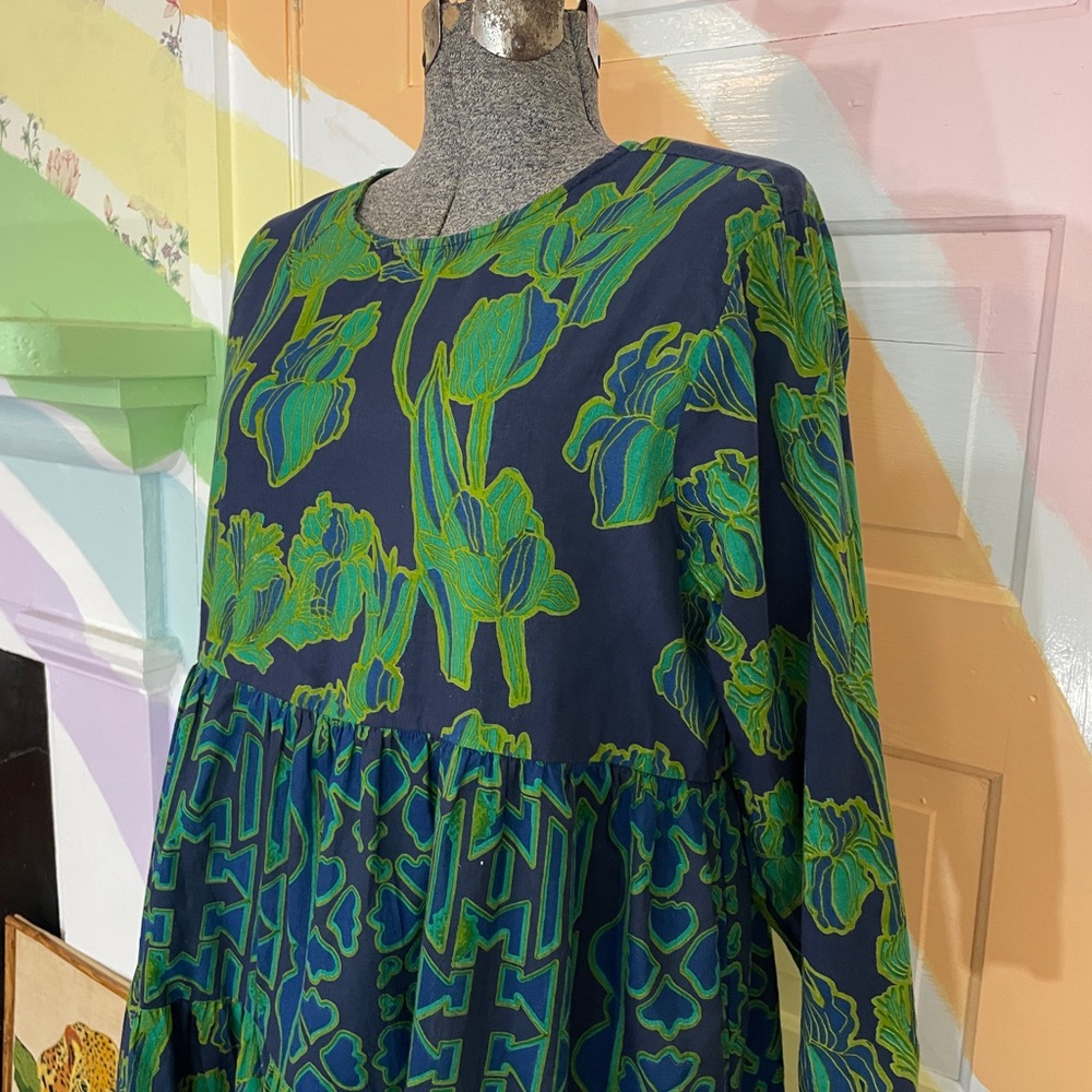 Ro's Garden Rene Tiered Navy Tulip Floral Cotton Anthropologie Dress - Sz M ๐งก๐ - Picture 4 of 14